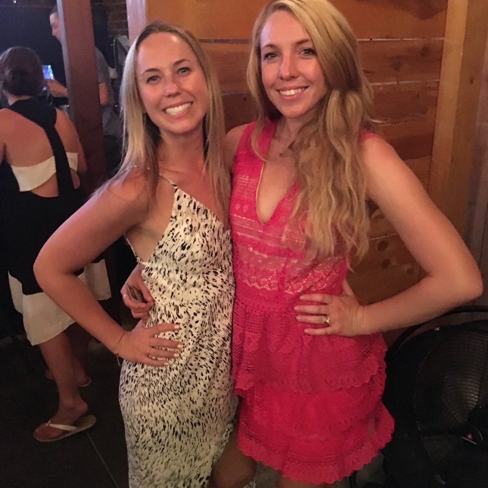 Hot pink lacy dress size M gently used